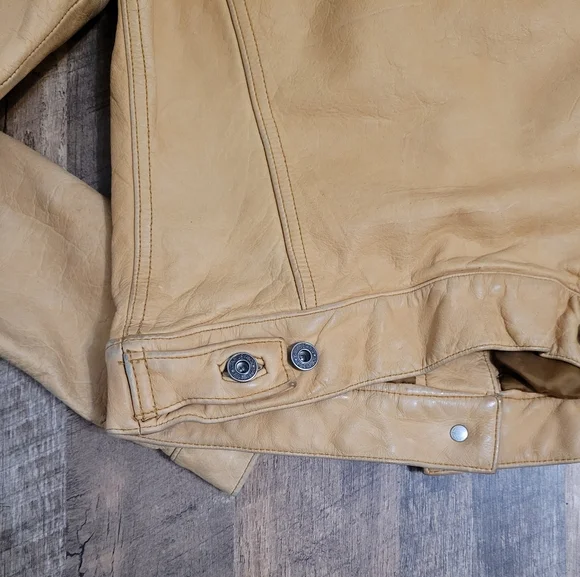 Spring 2026 Trend Vinatge GAP Tan Leather Jacket - Picture 10 of 16